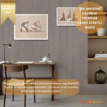 TechnoSmart 60×500cm Kendinden Yapışkanlı Balıksırtı Desenli Premium Duvar Kağıdı Masa Dolap Kaplama Vizon