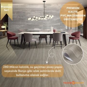 TechnoSmart 60×500cm Kendinden Yapışkanlı Parke Görünümlü Premium Zemin Duvar Kağıdı Dolap Kaplama Vizon