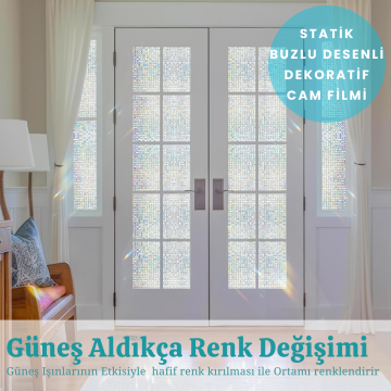 TechnoSmart 60cmx100cm Buzlu Desenli Cam Kaplama Filmi Statik Duşa Kabin Ofis Dekorasyon Folyo
