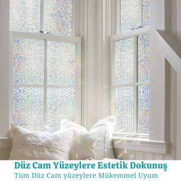 TechnoSmart 60cmx100cm Buzlu Desenli Cam Kaplama Filmi Statik Duşa Kabin Ofis Dekorasyon Folyo