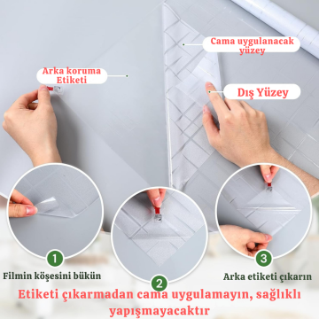 TechnoSmart 60cmx100cm Buzlu Desenli Cam Kaplama Filmi Statik Duşa Kabin Ofis Dekorasyon Folyo