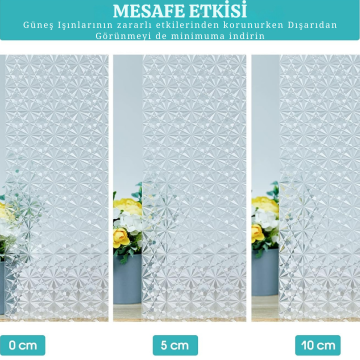 TechnoSmart 60cmx100cm Buzlu Desenli Cam Kaplama Filmi Statik Duşa Kabin Ofis Dekorasyon Folyo