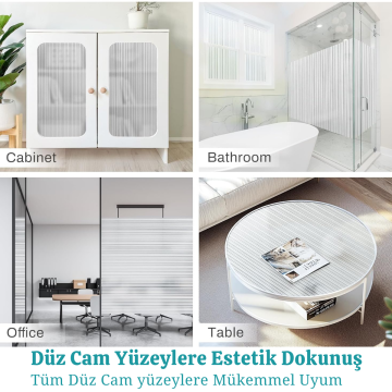 TechnoSmart 60cmx100cm Buzlu Desenli Cam Kaplama Filmi Statik Duşa Kabin Ofis Dekorasyon Folyo
