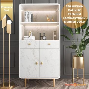 TechnoSmart 60×500cm Kendinden Yapışkanlı Mermer Görünümlü Premium Zemin Duvar Kağıdı Dolap Kaplama Beyaz