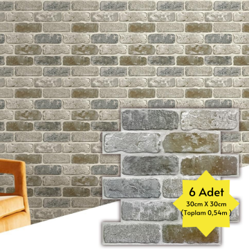 TechnoSmart 30X30cm 6Adet 3D Kendinden Yapışkanlı Duvar Kağıdı Kaplama Mutfak Banyo 1paket 0,54 m2