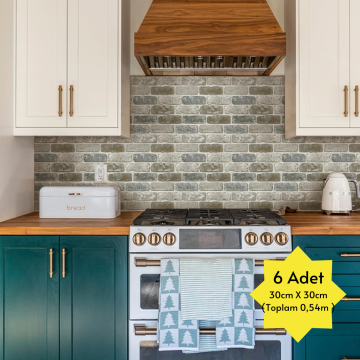 TechnoSmart 30X30cm 6Adet 3D Kendinden Yapışkanlı Duvar Kağıdı Kaplama Mutfak Banyo 1paket 0,54 m2