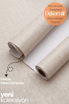 TechnoSmart 60cm×500cm Kendinden Yapışkanlı Dokulu Keten Görünümlü Duvar Kağıdı Mutfak Dolap Kaplama Vizon