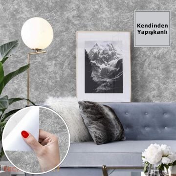 TechnoSmart 60x300cm Gri Desenli Kendinden Yapışkanlı Duvar Kağıdı Mutfak Dolap Kaplama Dekorasyon