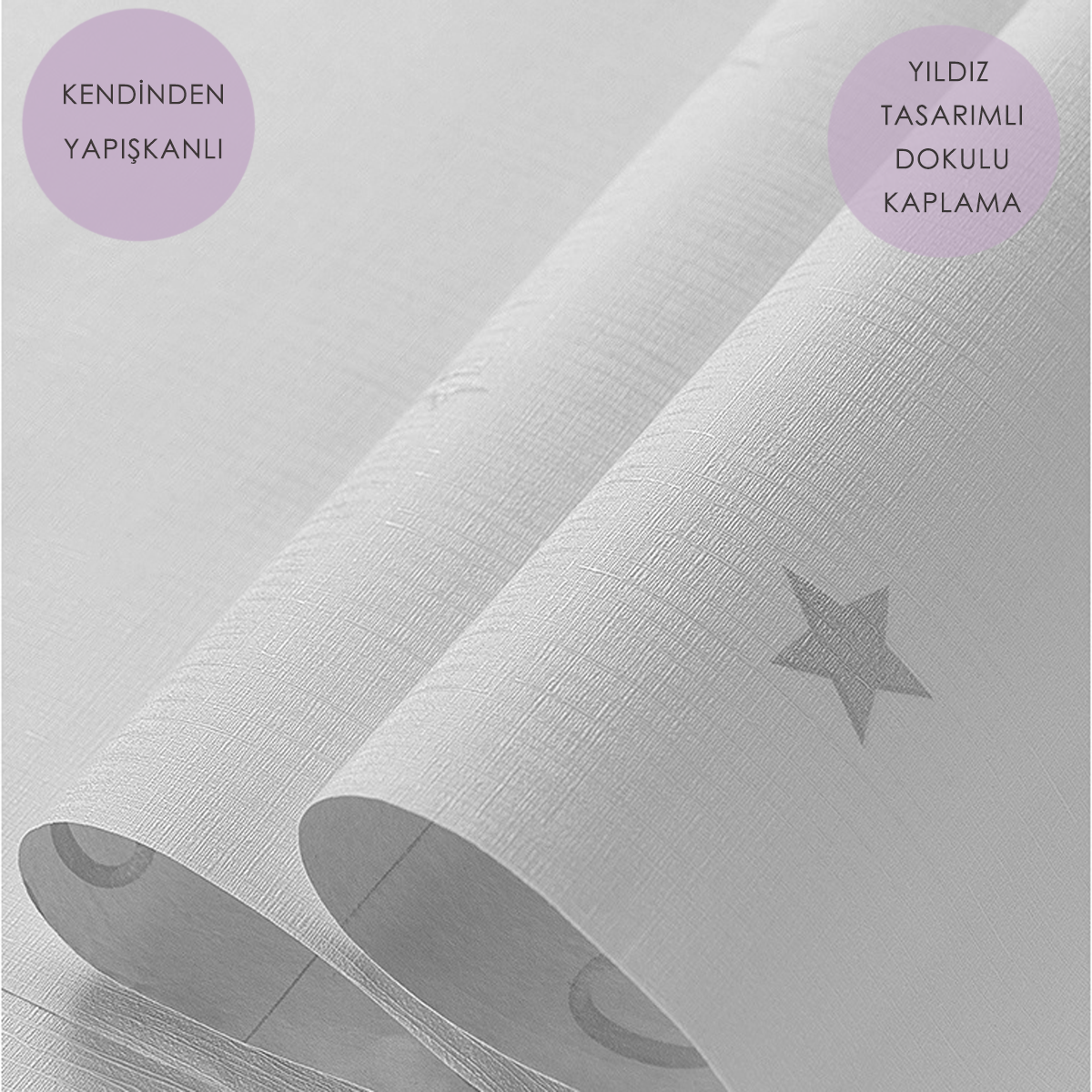 TechnoSmart 60cm×500cm Kendinden Yapışkanlı Yıldız Görünümlü Duvar Kağıdı Çocuk Odası Kaplama Dolap