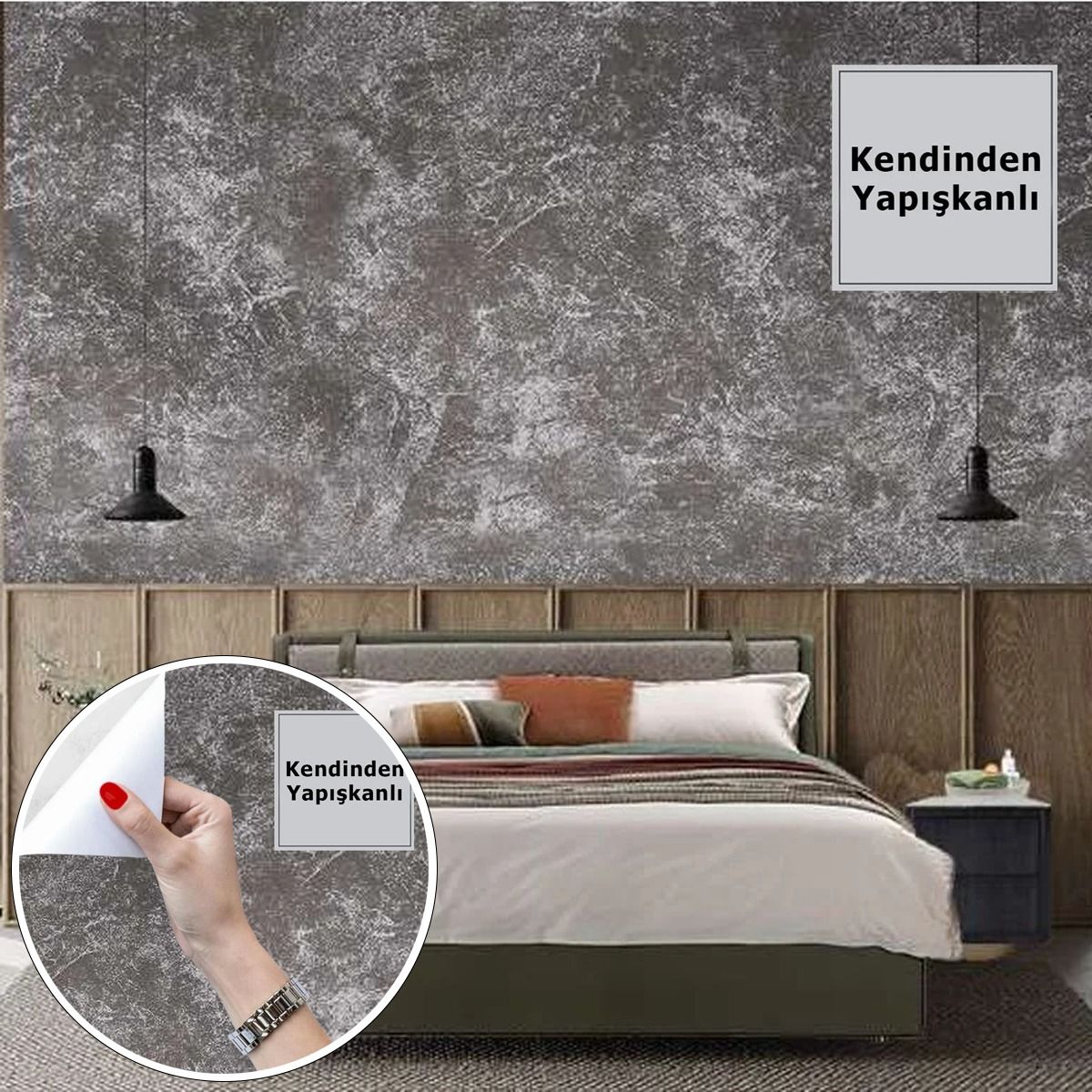 TechnoSmart 60x300cm Antra Desenli Kendinden Yapışkanlı Duvar Kağıdı Mutfak Dolap Kaplama Dekorasyon