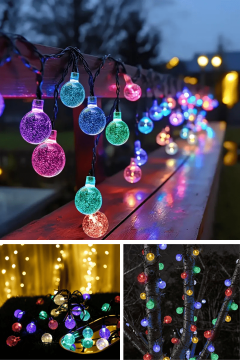 TechnoSmart 30 Ledli 8 Modlu Solar Kristal Top RGB ışık Bahçe Aydınlatma Dekorasyon Güneş Enerji