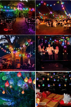 TechnoSmart 30 Ledli 8 Modlu Solar Kristal Top RGB ışık Bahçe Aydınlatma Dekorasyon Güneş Enerji