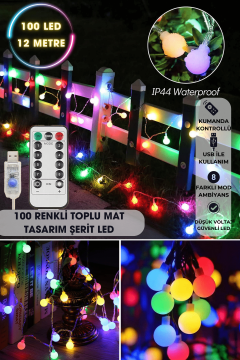 TechnoSmart 100 Ledli Usbli Kumandalı 8 Modlu 12 Metre Toplu Işık Parti Süsleme Organizasyon Sarı