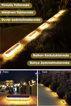 TechnoSmart 4Adet Solar Premium Kalite 30Ledli Dekoratif Zemin Bahçe Aydınlatma Güneş Enerjili