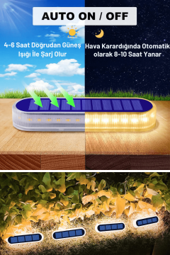 TechnoSmart 4Adet Solar Premium Kalite 30Ledli Dekoratif Zemin Bahçe Aydınlatma Güneş Enerjili