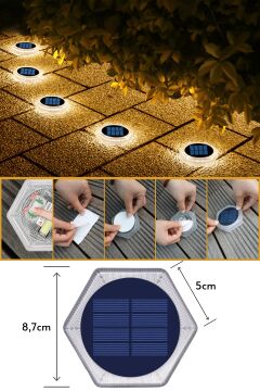 TechnoSmart 4Adet Solar Premium Kalite 20Ledli Dekoratif Zemin Bahçe Aydınlatma Güneş Enerjili