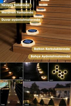 TechnoSmart 4Adet Solar Premium Kalite 20Ledli Dekoratif Zemin Bahçe Aydınlatma Güneş Enerjili
