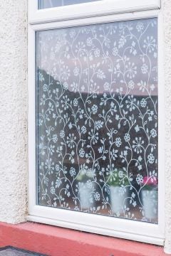Technosmart –  | 45x150 cm | Çiçek Desenli Statik Cam Kaplama | Banyo & Ofis & Cam Balkon Uyumlu