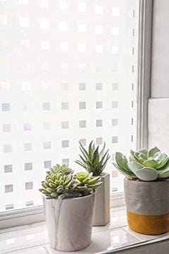 Technosmart – | 45x150 cm | Modern Kare Desenli Statik Cam Kaplama Folyo | Mutfak Ofis Banyo Pencere