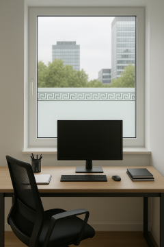 Technosmart – | 45x200cm | Meander Motifli Statik Cam Filmi Kaplama | Mutfak Ofis Banyo Pencere