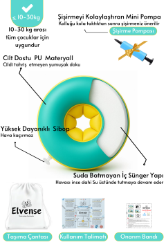 Elvense Çocuk Yüzme Kolluğu Seti (10-30 kg) – Pompalı + Taşıma Çantalı Sarı/Mavi