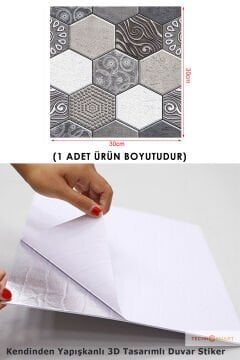 TechnoSmart 30X30cm 3D Kendinden Yapışkanlı Duvar Kağıdı Kaplama Su Geçirmez Dekorasyon Mutfak Banyo