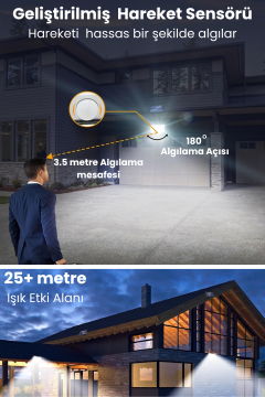 Technosmart Solar 220 LED – 5m Kablolu, IP65, Kumandalı, 3 Modlu, Güneş Enerjili Bahçe Aydınlatma Beyaz