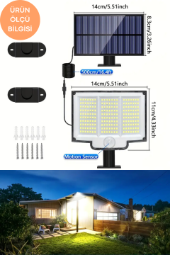 Technosmart Solar 220 LED – 5m Kablolu, IP65, Kumandalı, 3 Modlu, Güneş Enerjili Bahçe Aydınlatma Beyaz