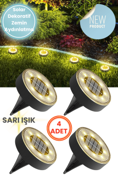 Technosmart Solar 8 LED Zemin Aydınlatma | 4 Adet | IP68 | Otomatik Gece Işığı | Bahçe Aydınlatma Beyaz