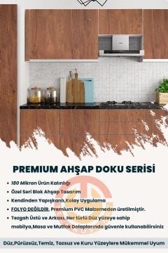 Technosmart 60cmx500cm Premium Kendinden Yapışkanlı Doğal Ahşap Görünümlü PVC Kaplama