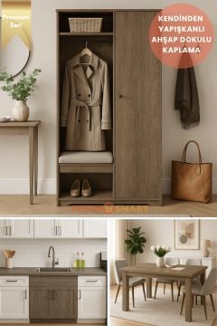 Technosmart 60cmx500cm Premium Kendinden Yapışkanlı Doğal Ahşap Görünümlü PVC Kaplama Vizon Meşe