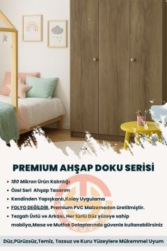 Technosmart 60cmx500cm Premium Kendinden Yapışkanlı Doğal Ahşap Görünümlü PVC Kaplama Vizon Meşe