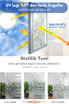 Technosmart Çakıl Taşı Desenli Statik Cam Filmi – 60x100 cm | Rulo Halinde | Efektli