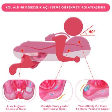 TechnoSmart Çocuklar için Yüzme Simidi Bebekler için Uygun Bel Omuz Korumalı Güvenli Pembe - S