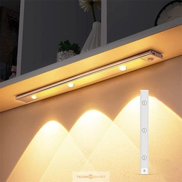 TechnoSmart Usbli 3 Ledli Akıllı Hareket Sensörlü 3 Işık Modlu Lamba Dolap Mutfak Işığı