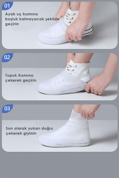 TechnoSmart Ultra Esnek Silikon Yağmur Koruyucu Ayakkabı Kılıfı Taban Takviye Kaymaz Su Kir Geçirmez Beyaz - STD
