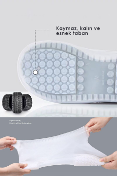 TechnoSmart Ultra Esnek Silikon Yağmur Koruyucu Ayakkabı Kılıfı Taban Takviye Kaymaz Su Kir Geçirmez Beyaz - STD