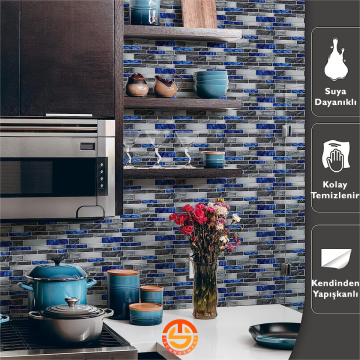 TechnoSmart 3D Kendinden Yapışkanlı 30×30cm Kaplama Mozaik Görünüm Duvar Sticker Mutfak Banyo