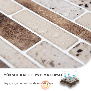TechnoSmart 3D Kendinden Yapışkanlı 30×30cm Kaplama Mozaik Görünüm PVC Duvar Sticker Mutfak Banyo