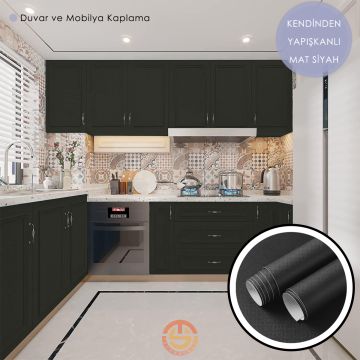 TechnoSmart 60cm×500cm Kendinden Yapışkanlı Mat Görünümlü Duvar Kağıdı Mutfak Dolap Masa Kaplama Gri