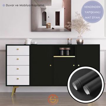 TechnoSmart 60cm×500cm Kendinden Yapışkanlı Mat Görünümlü Duvar Kağıdı Mutfak Dolap Masa Kaplama Antrasit