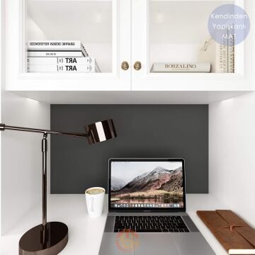 TechnoSmart 60cm×500cm Kendinden Yapışkanlı Mat Görünümlü Duvar Kağıdı Mutfak Dolap Masa Kaplama Antrasit