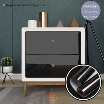 TechnoSmart 60cm×500cm Kendinden Yapışkanlı Simli Görünümlü Duvar Kağıdı Mutfak Dolap Masa Kaplama Beyaz