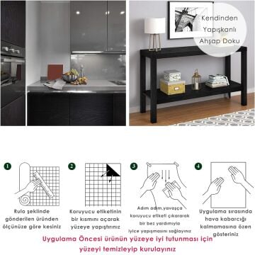 TechnoSmart 60cm×500cm Kendinden Yapışkanlı Ahşap Görünümlü Kaplama Kağıdı Mutfak Dolap Masa Duvar Beyaz