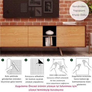 TechnoSmart 60cm×500cm Kendinden Yapışkanlı Ahşap Görünümlü Kaplama Kağıdı Mutfak Dolap Masa Duvar Bej