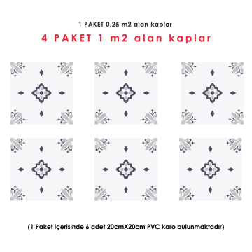 TechnoSmart 6Adet 20cm×20cm Kendinden Yapışkanlı Duvar Kaplama Mutfak Banyo PVC Sticker Dekorasyon