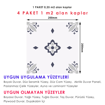 TechnoSmart 6Adet 20cm×20cm Kendinden Yapışkanlı Duvar Kaplama Mutfak Banyo PVC Sticker Dekorasyon