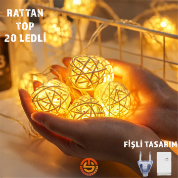 TechnoSmart Dekoratif 20'li Rattan Model Fişli Şerit Led Süsleme