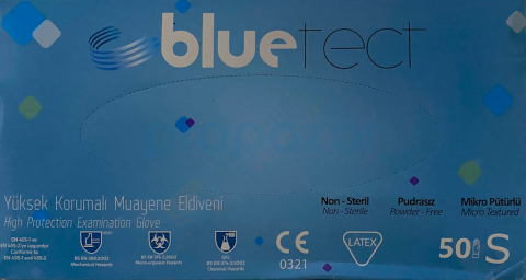 BlueTect Profesyonel Mavi Lateks Kalın Muayene Eldiveni