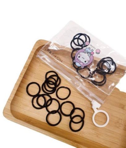 Mini Cüzdanlı Siyah Lastik Toka Set - 25 Adet